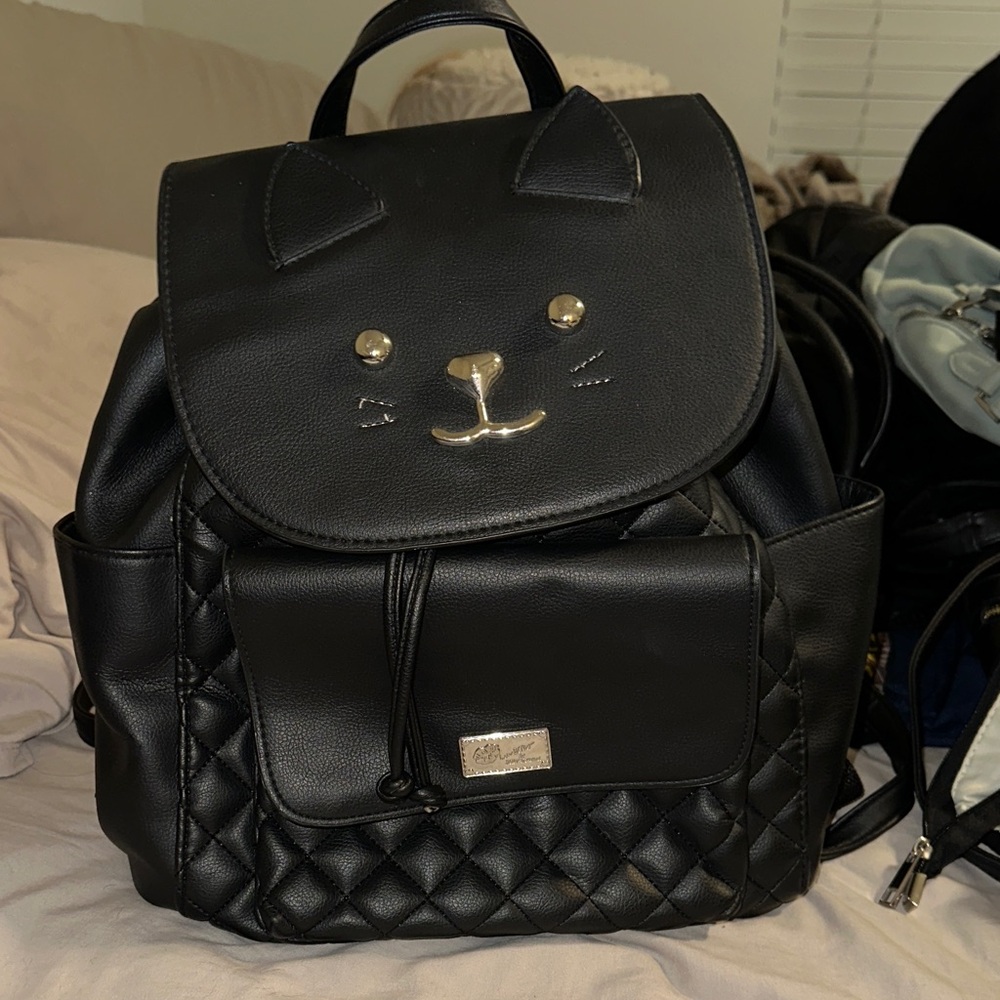 Luv by Betsey Johnson Black Cat Face Backpack
